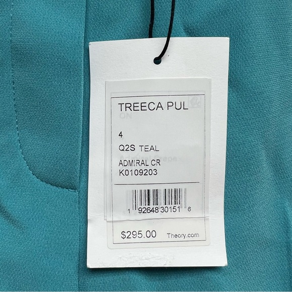 Theory - Treeca Pull On Admiral Crepe Pants - Teal - Size 4 - New - Picture 3 of 5
